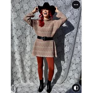 Beige Lace stunnung long flared sleeve shirt dress